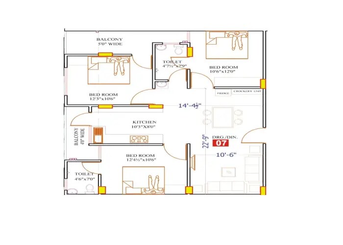 3 BHK 903 Sq. Ft. Apartment