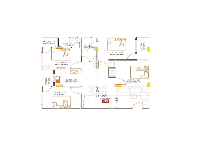 4 BHK 1123 Sq. Ft. Apartment