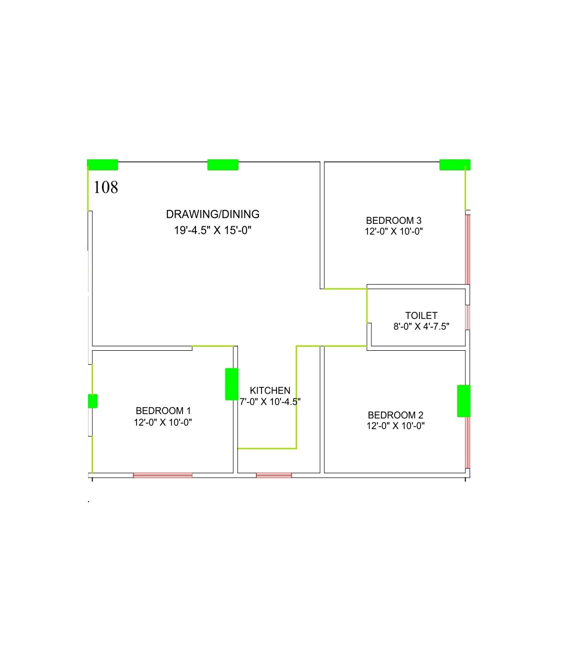 Floor plan of 4 BHK 1892 Sq. Ft. Apartment in Parth Square, Jaipur