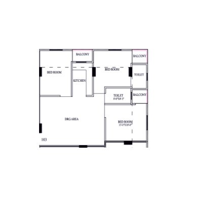 Floor plan of 3 BHK 881 Sq. Ft. Apartment in Parth Sunshine, Jaipur