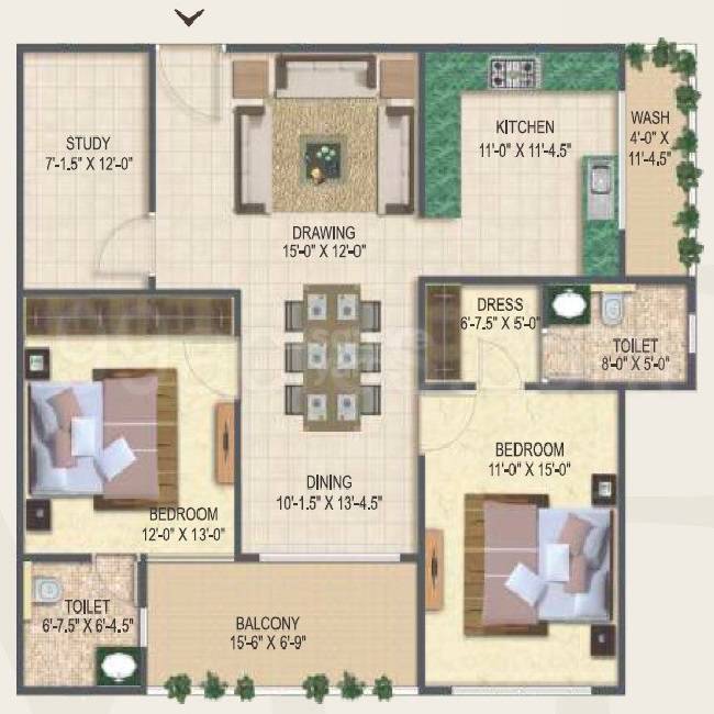 2 BHK 1610 Sq. Ft. Apartment