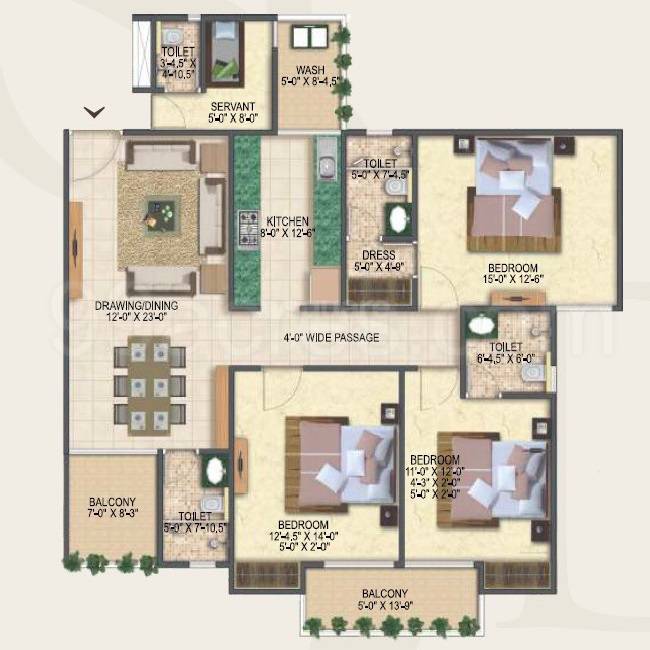 3 BHK 1944 Sq. Ft. Apartment