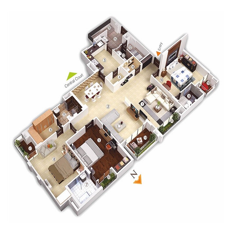 Floor plan of 3 BHK 2662 Sq. Ft. Apartment in Radiant Casa, Jaipur