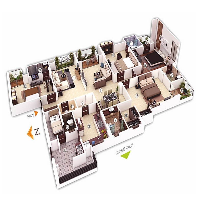 Floor plan of 4 BHK 3009 Sq. Ft. Apartment in Radiant Casa, Jaipur
