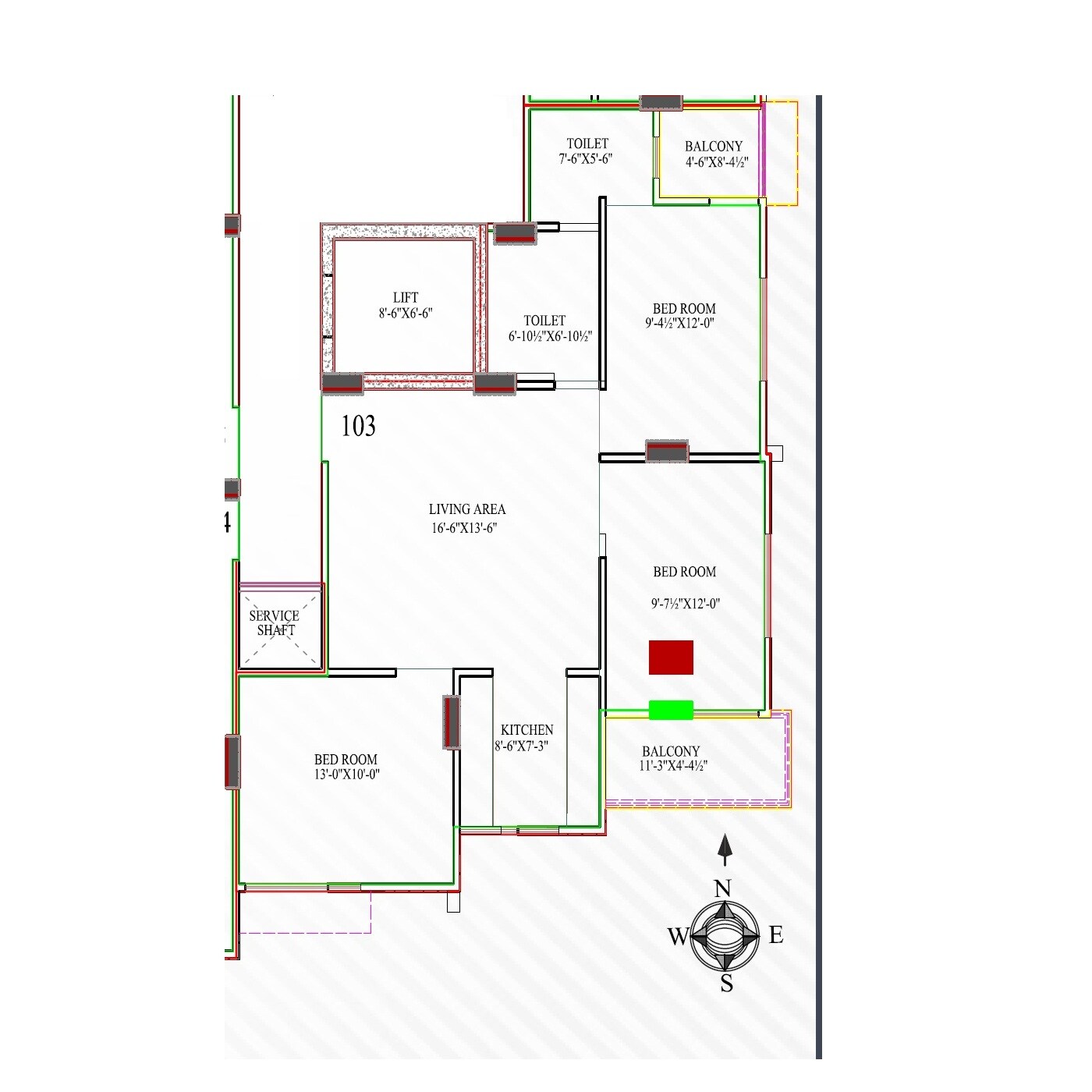 Floor plan of 3 BHK 1291 Sq. Ft. Apartment in RD Shivam Elite, Jaipur