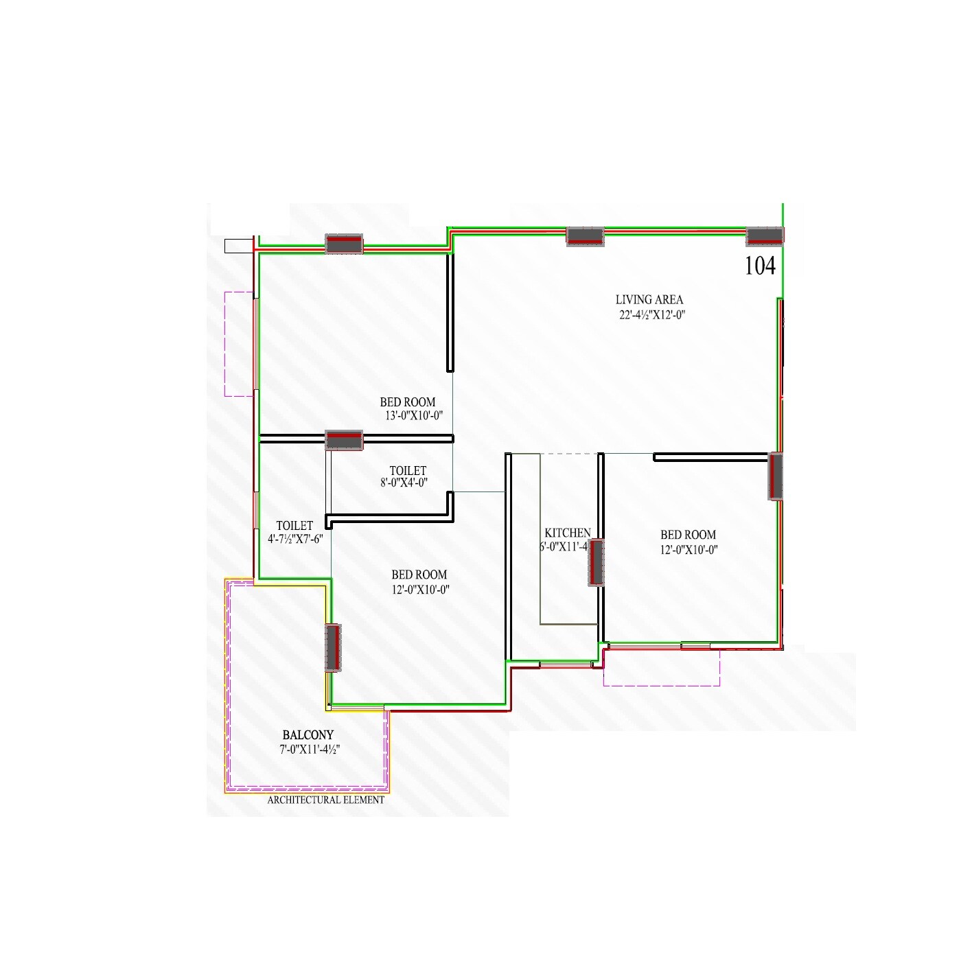 Floor plan of 3 BHK 1380 Sq. Ft. Apartment in RD Shivam Elite, Jaipur