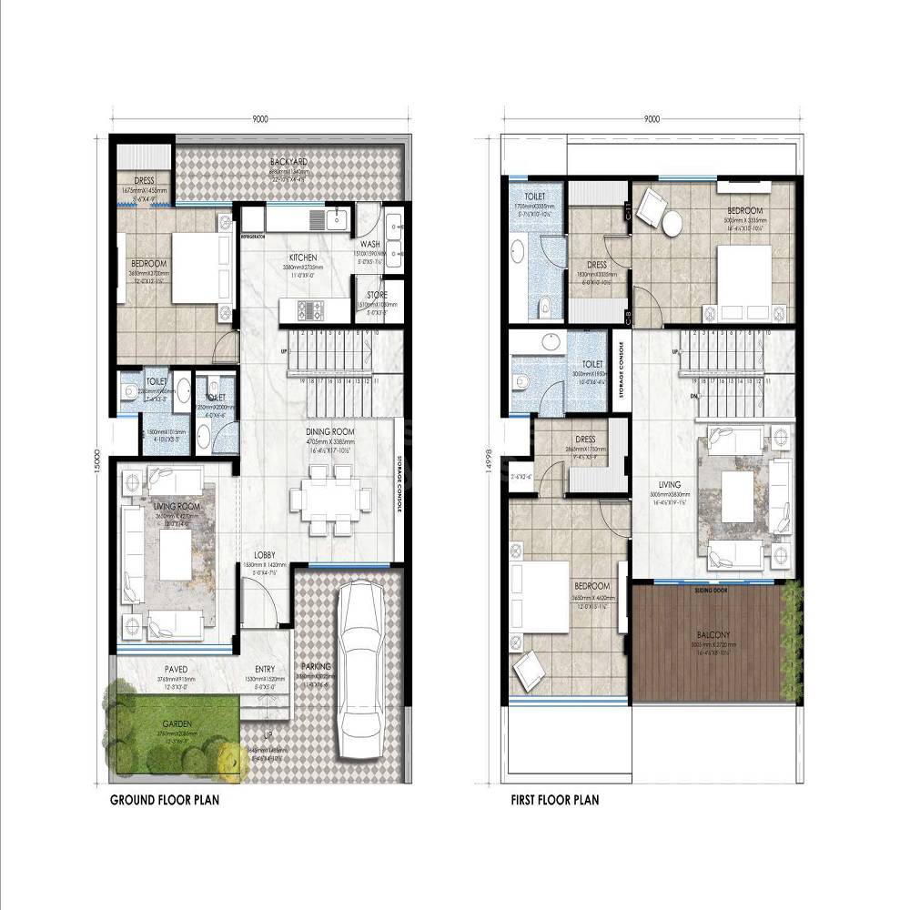 Floor plan of 3 BHK 1972 Sq. Ft. Villa in RHB Greenwood Mansion, Jaipur