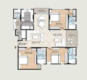 3 BHK 2170 Sq. Ft. Apartment in Ridhiraj Air Apartment