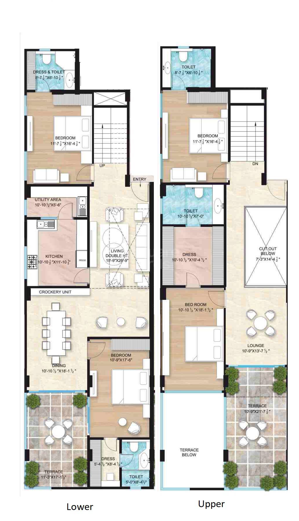 Floor plan of 4 BHK 2234 Sq. Ft. Penthouse in Ridhiraj North 7, Jaipur
