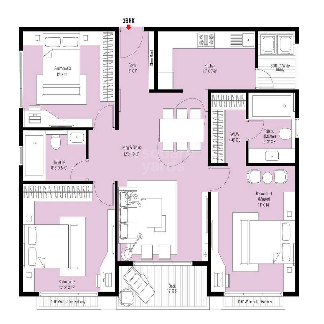3 BHK 1548 Sq. Ft. Apartment