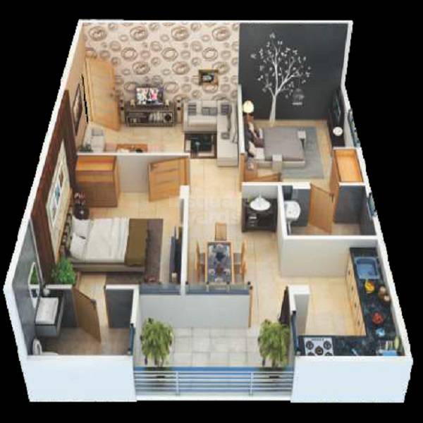 Floor plan of 2 BHK 1072 Sq. Ft. Apartment in Samanvay Atmosphere Grand, Jaipur