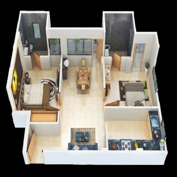 Floor plan of 2 BHK 1069 Sq. Ft. Apartment in Samanvay Atmosphere Grand, Jaipur