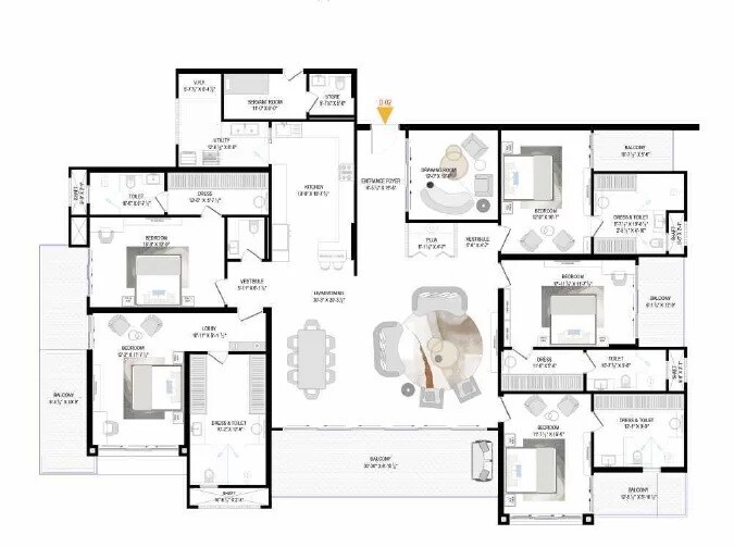 Floor plan of 5 BHK 5902 Sq. Ft. Apartment in Samanvay The Autograph, Jaipur