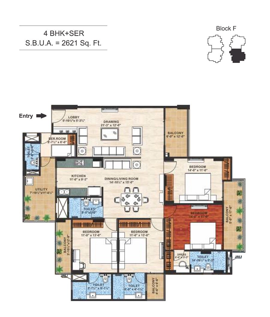 4 BHK 2621 Sq. Ft. Apartment