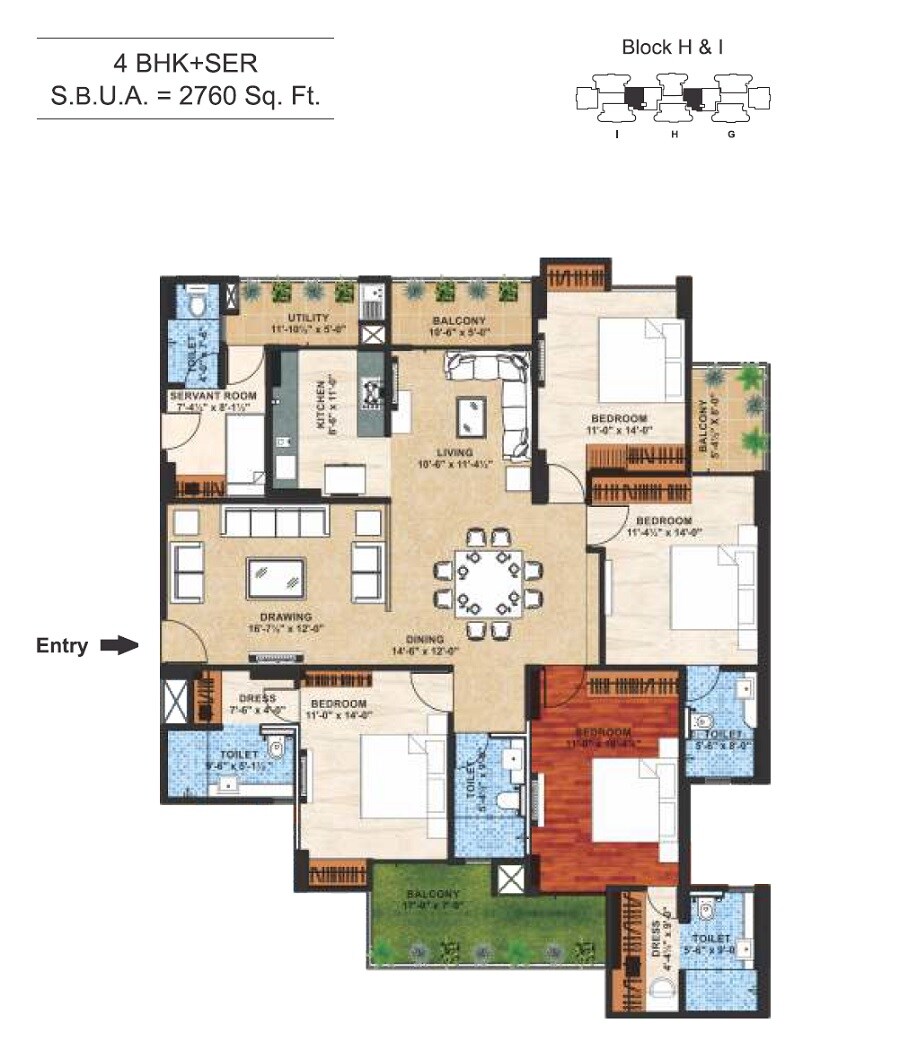 4 BHK 2760 Sq. Ft. Apartment
