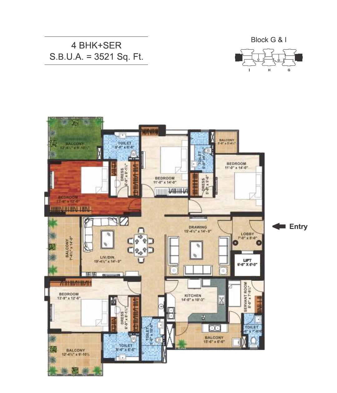 4 BHK 3521 Sq. Ft. Apartment