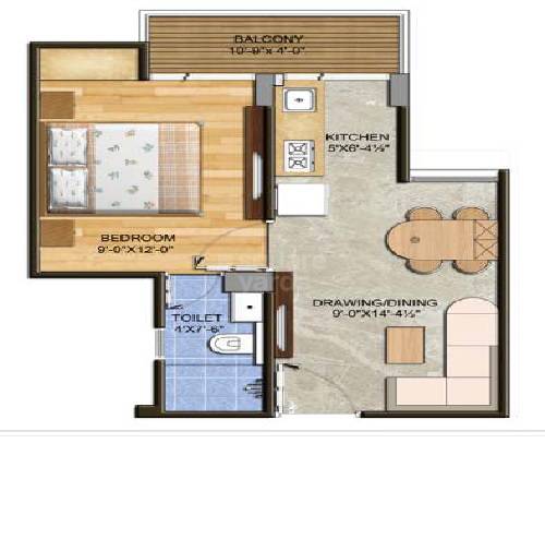 Floor plan of 1 BHK 248 Sq. Ft. Apartment in Sankalp Tatvam, Jaipur