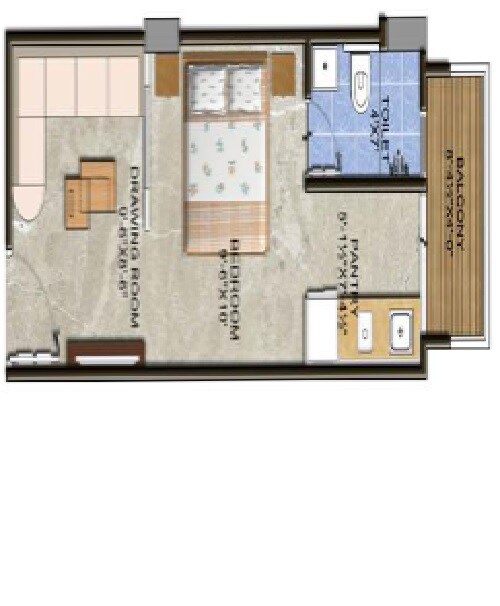 Floor plan of 1 BHK 306 Sq. Ft. Apartment in Sankalp Tatvam, Jaipur