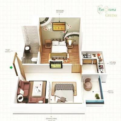 Floor plan of 1 BHK 421 Sq. Ft. Apartment in Shree Panorama Greens, Jaipur