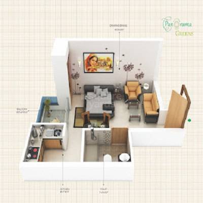 Floor plan of 266 Sq. Ft. Studio in Shree Panorama Greens, Jaipur