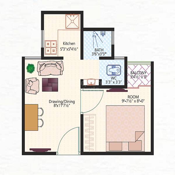 1 BHK 244 Sq. Ft. Apartment
