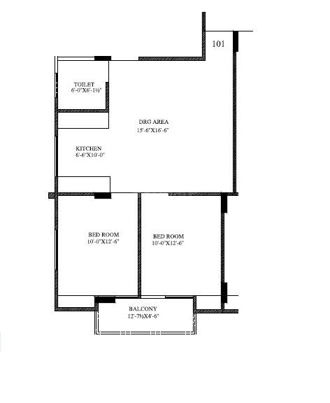 Floor plan of 3 BHK 781 Sq. Ft. Apartment in Shree Shyam Heights, Jaipur