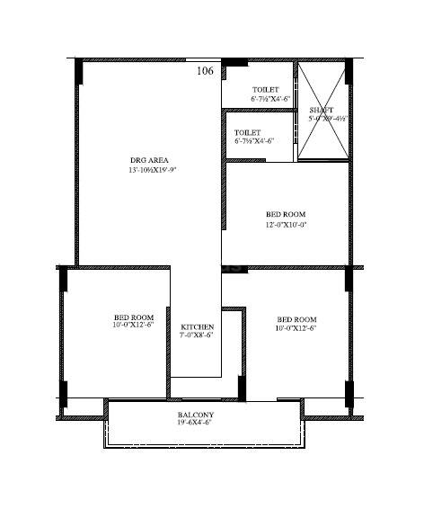 Floor plan of 3 BHK 849 Sq. Ft. Apartment in Shree Shyam Heights, Jaipur