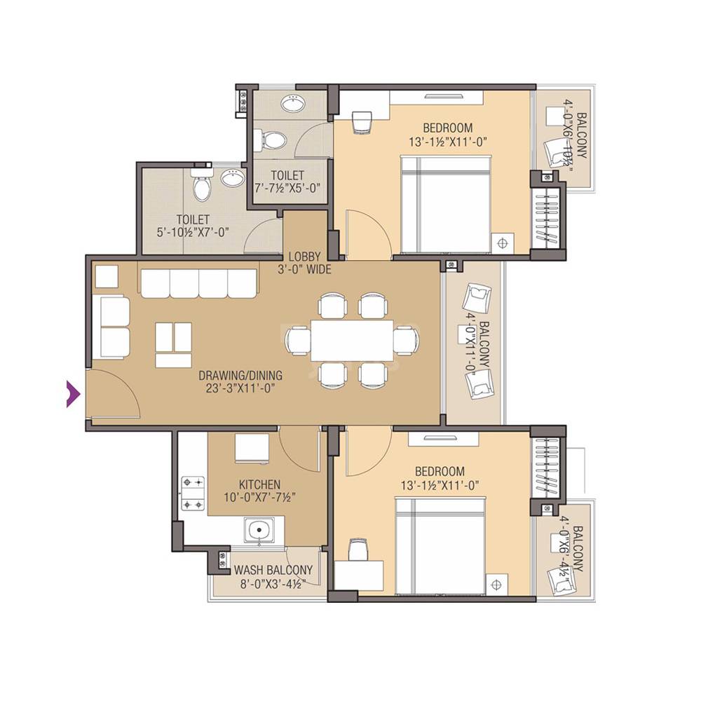 2 BHK 1249 Sq. Ft. Apartment