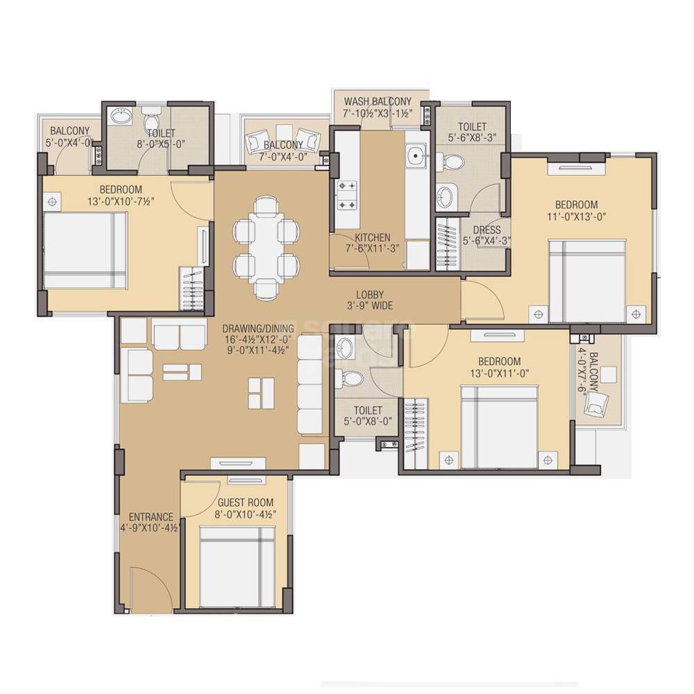 4 BHK 1780 Sq. Ft. Apartment