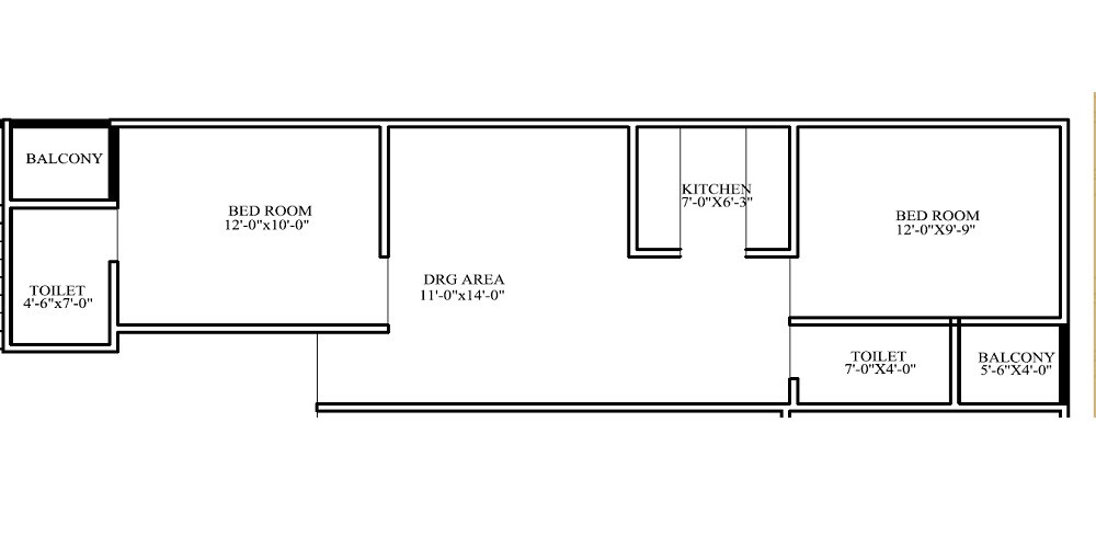 Floor plan of 2 BHK 920 Sq. Ft. Apartment in Shri Anandam Heights 4, Jaipur