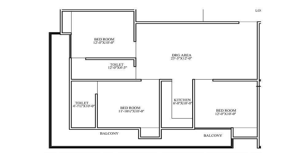 Floor plan of 3 BHK 1571 Sq. Ft. Apartment in Shri Anandam Heights 4, Jaipur