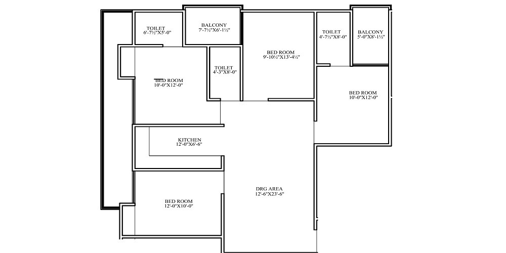 Floor plan of 4 BHK 1823 Sq. Ft. Apartment in Shri Anandam Heights 4, Jaipur