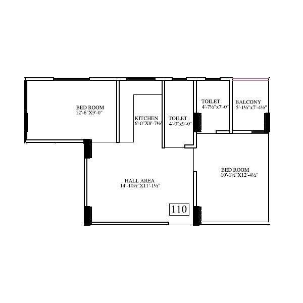 Floor plan of 2 BHK 531 Sq. Ft. Apartment in Shri Anandam Heights, Jaipur