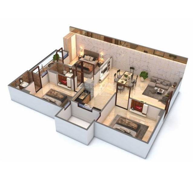 3 BHK 856 Sq. Ft. Apartment