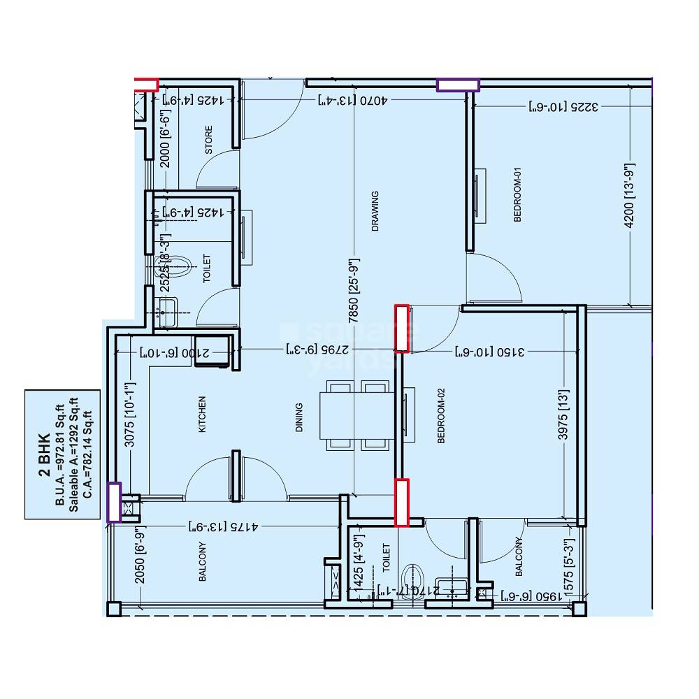 Floor plan of 2 BHK 1292 Sq. Ft. Apartment in Shubham Shubh Nikunj, Jaipur