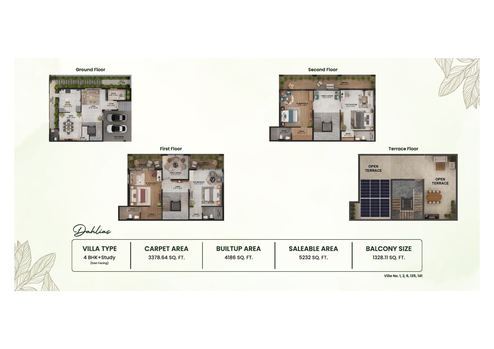 Floor plan of 4 BHK 5260 Sq. Ft. Villa in Shubhashish Forest, Jaipur