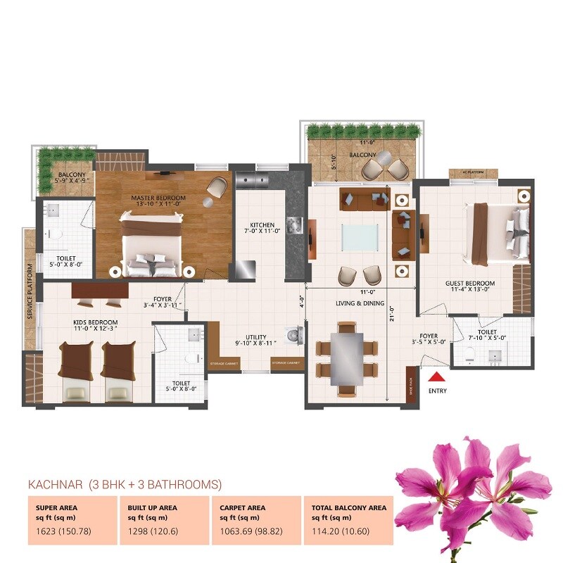 3 BHK 1623 Sq. Ft. Apartment