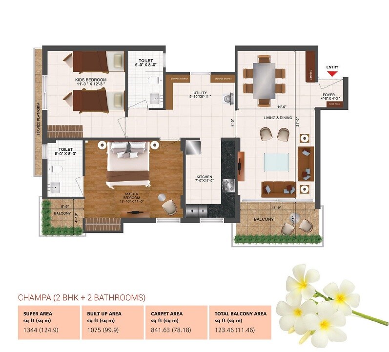 2 BHK 1344 Sq. Ft. Apartment