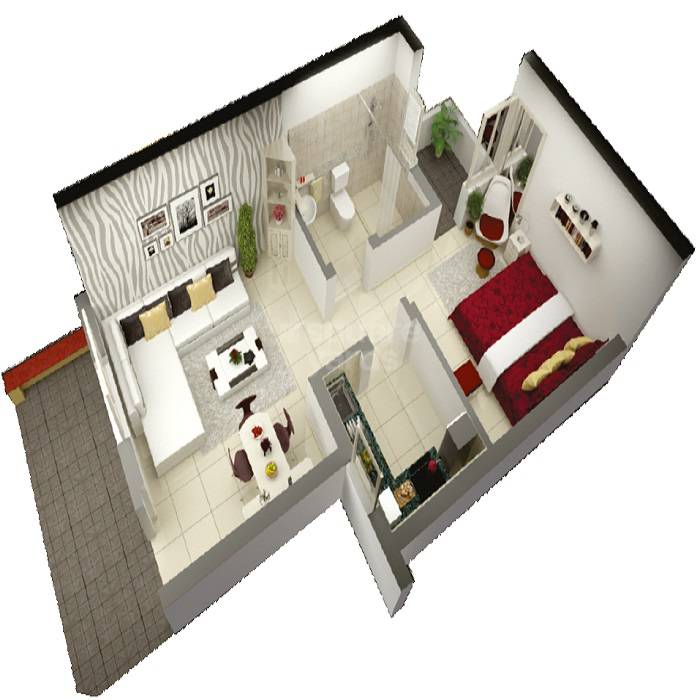 Floor plan of 1 BHK 470 Sq. Ft. Villa in Shubhashray Keshwana, Jaipur