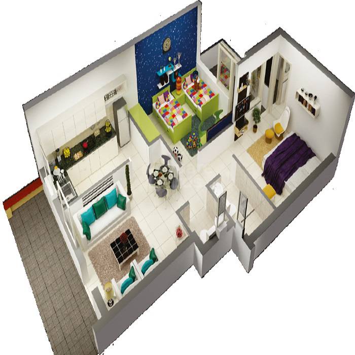 Floor plan of 2 BHK 646 Sq. Ft. Villa in Shubhashray Keshwana, Jaipur