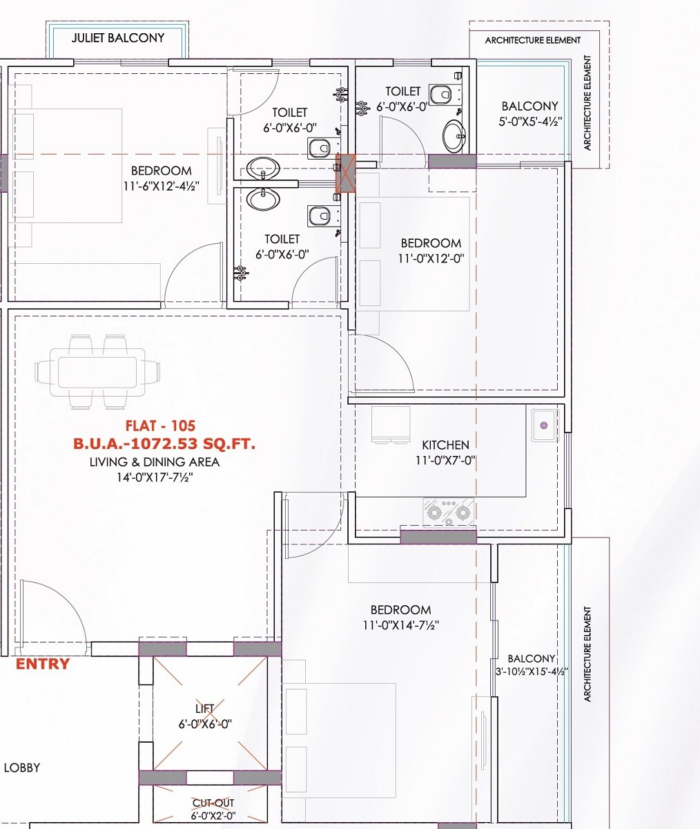 3 BHK 1502 Sq. Ft. Apartment