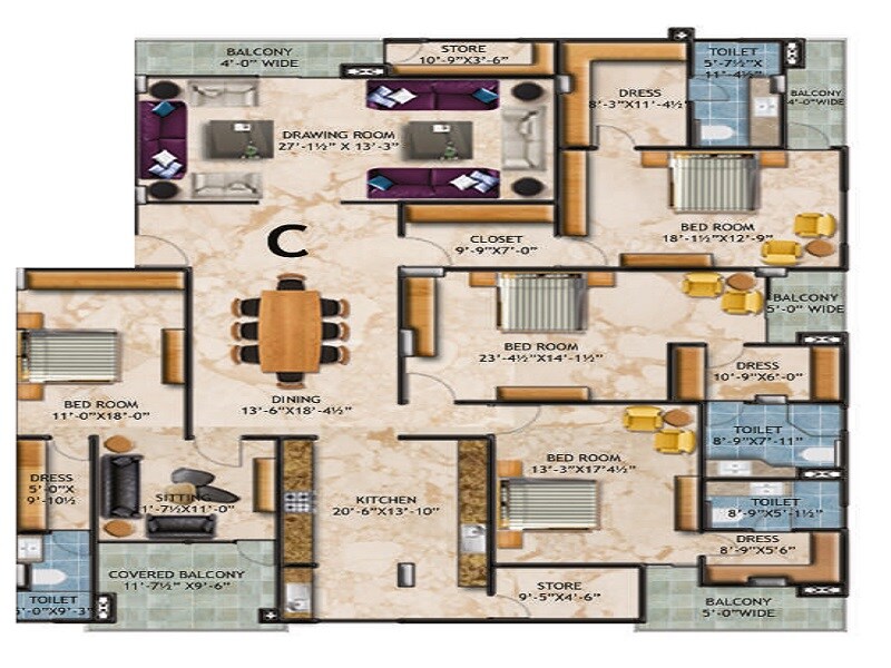 4 BHK 2820 Sq. Ft. Apartment