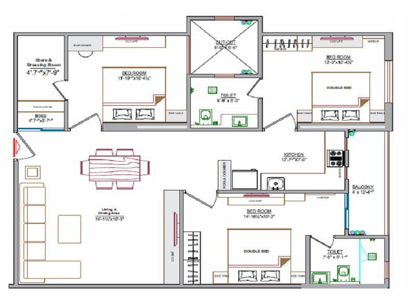 3 BHK 1416 Sq. Ft. Apartment