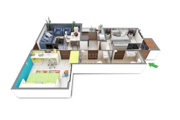 Floor plan of 2 BHK 617 Sq. Ft. Apartment in SKG Saavyas, Jaipur