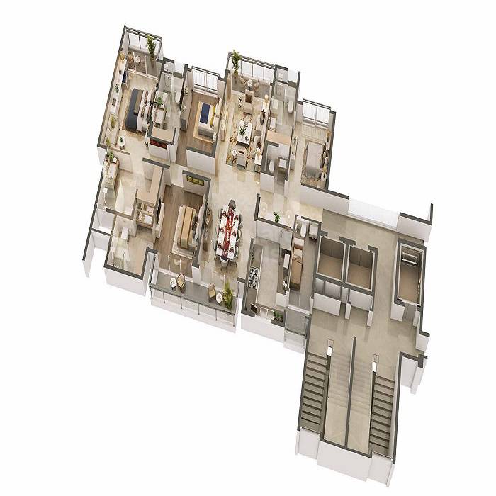 Floor plan of 4 BHK 3251 Sq. Ft. Apartment in Suncity Jewel Of India, Jaipur