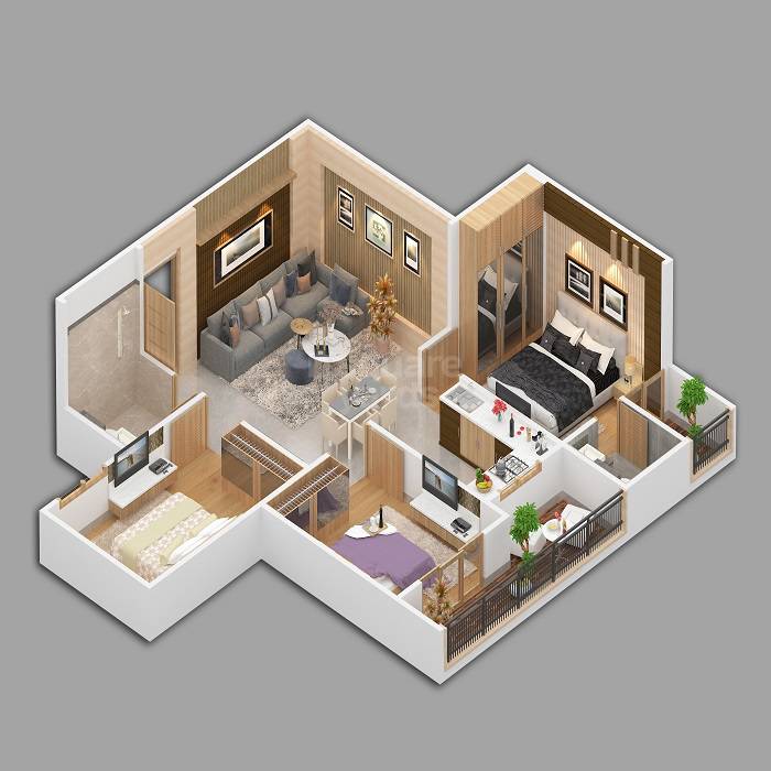 Floor plan of 3 BHK 794 Sq. Ft. Apartment in Tanishk Kanak Vrinda Heights, Jaipur