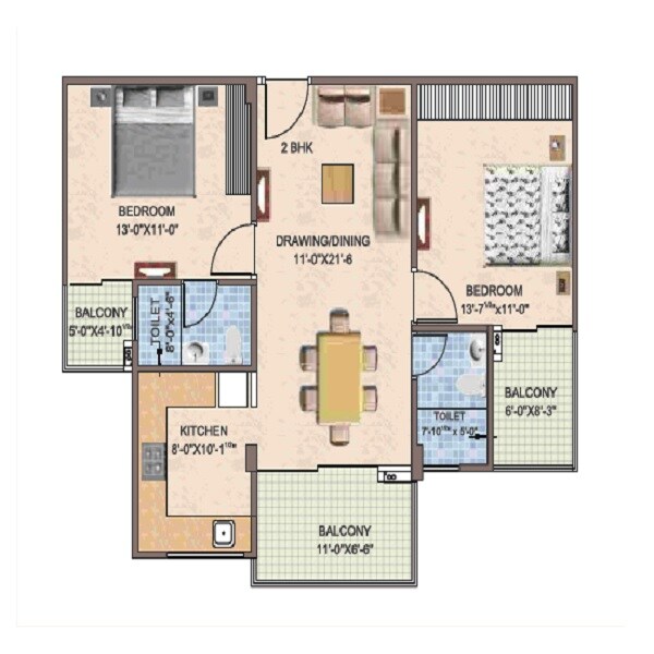 2 BHK 1134 Sq. Ft. Apartment