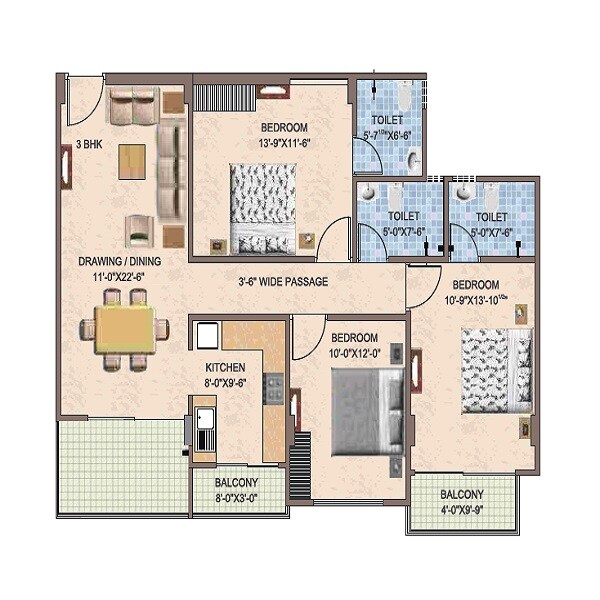 3 BHK 1578 Sq. Ft. Apartment