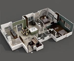 Floor plan of 3 BHK 1719 Sq. Ft. Apartment in The Oasis, Jaipur