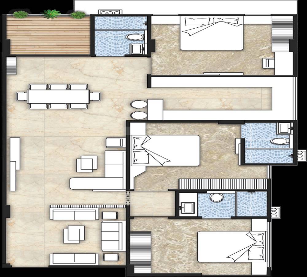 3 BHK 1256 Sq. Ft. Apartment